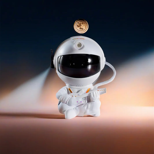 Image de l'astronaute projecteur de lumière avec une guitare